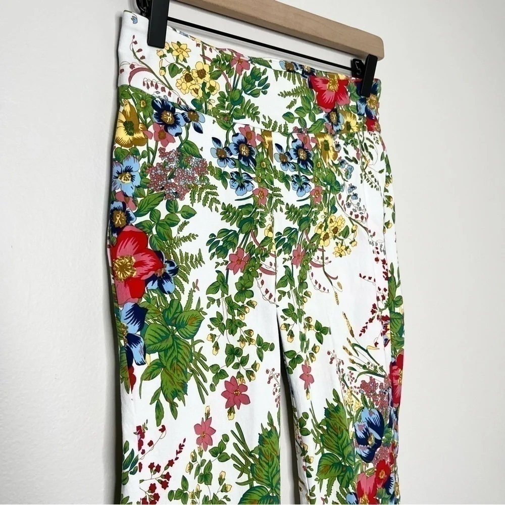 Soft Surroundings Women’s In‎ Bloom Pull On Ankle Pants White Floral Size XS
